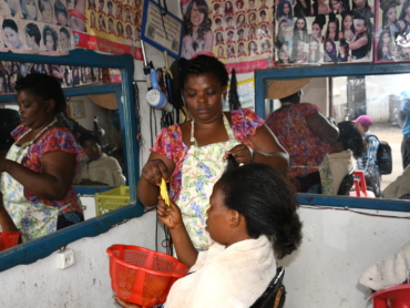 Program participant in action in a hair saloon